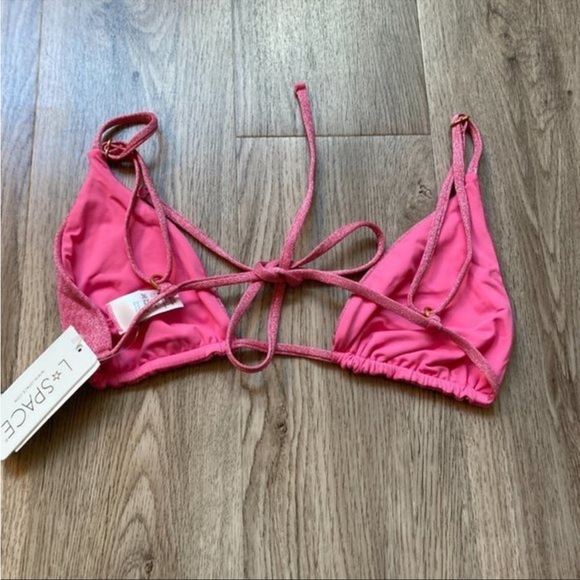 NWT Revolve L*space Brittany Bikini Top Bubblegum Pink Shimmer - Picture 11 of 13